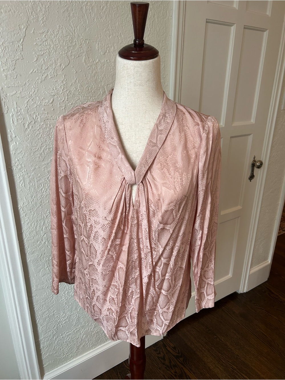 Rebecca Taylor Blush Pink Silk V-Neck Blouse